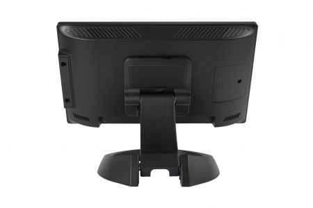 Hospitality POS hardware with die-casting housing and a robust, foldable stand.